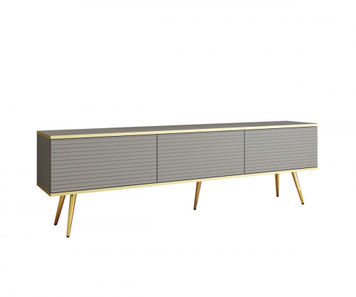 Тумба под ТВ Perfect Home Оро / Oro RTV175 MDF 3-дверная с золотыми ножками Серый
