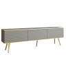 Тумба под ТВ Perfect Home Оро / Oro RTV175 MDF 3-дверная с золотыми ножками Серый