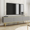 Тумба под ТВ Perfect Home Оро / Oro RTV175 MDF 3-дверная с золотыми ножками Серый