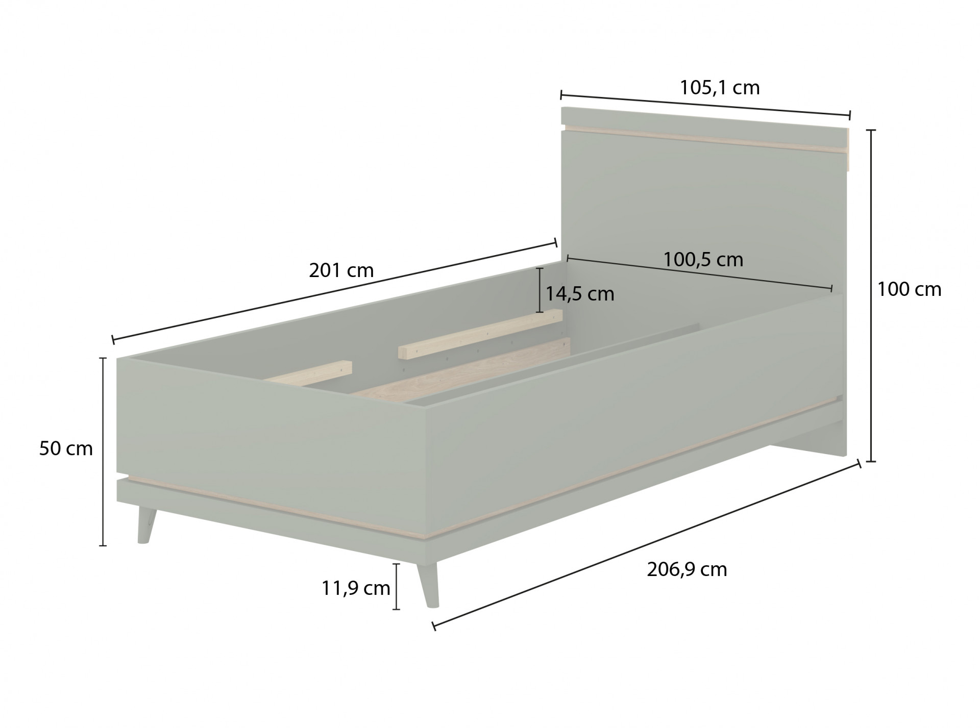 Кровать односпальная с газовым подьемником Helvetia SCANDI 24D5OH54 (дуб/кирпич)