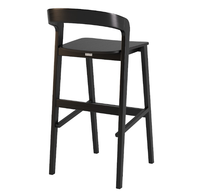 Стул барный, полубарный LVK- Floki new черный с твердым сиденьем 