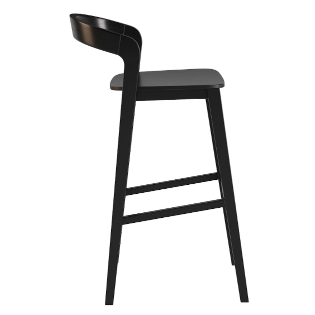 Стул барный, полубарный LVK- Floki new черный с твердым сиденьем 