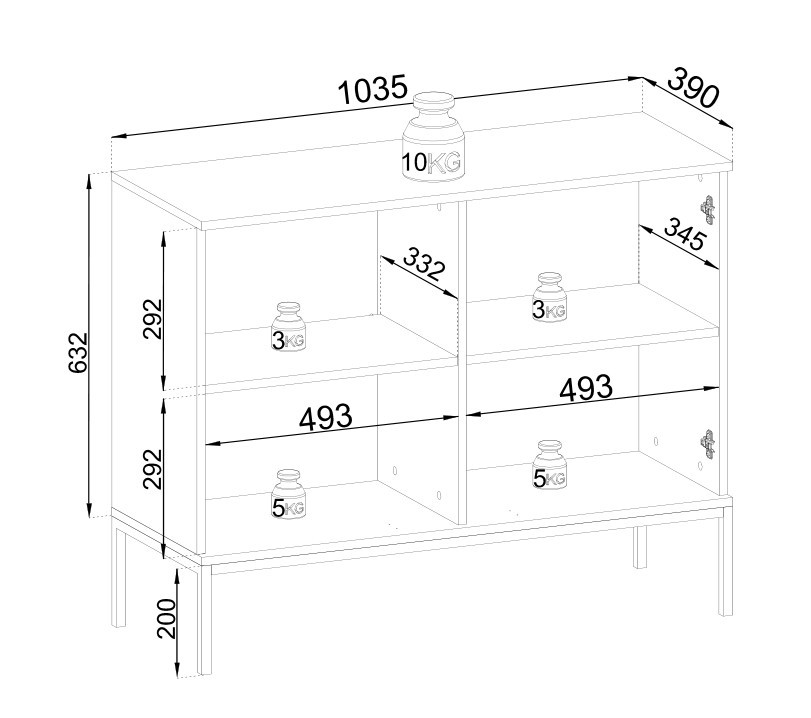 Комод на 2 двери с подсветкой Perfect home Sento K104 (черный/дуб вотан)