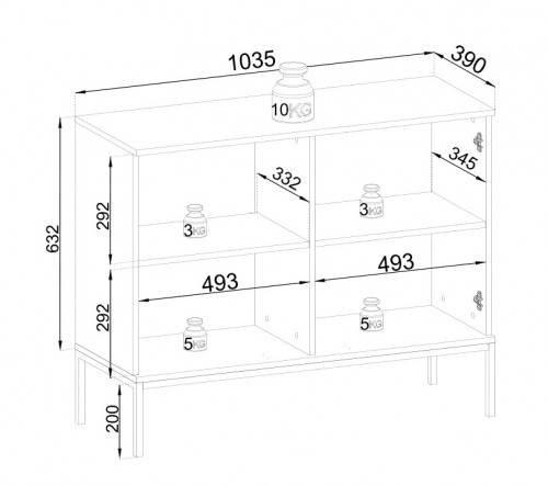 Комод на 2 двери с подсветкой Perfect home Sento K104 (черный/дуб вотан)