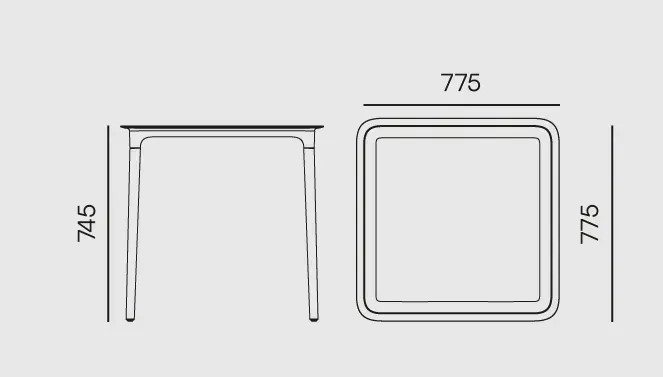 Стол квадратный уличный VLL- FERNE Remo (коричневый, белый, кирпичный)