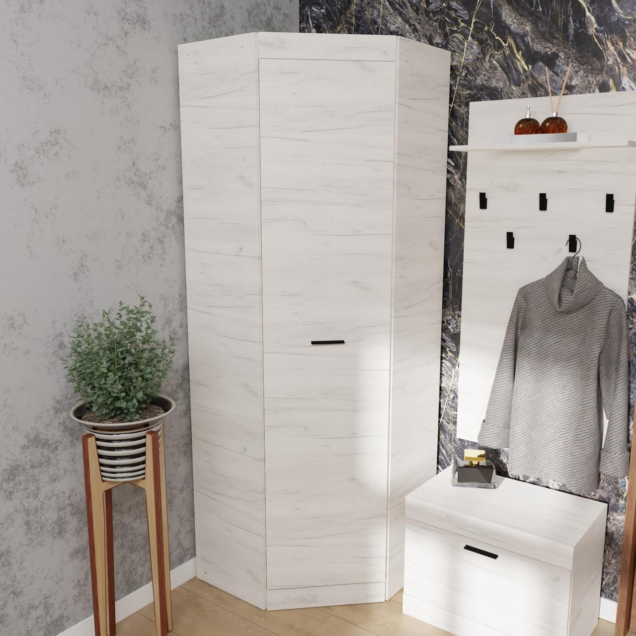 Шкаф угловой на 2 двери EVR- Соната-700 крафт белый