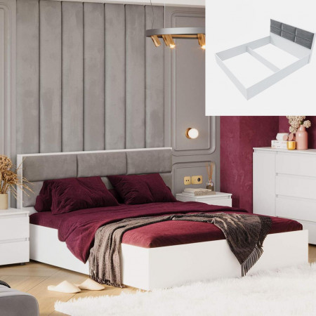 Кровать с мягким изголовьем EVR- Лайт (каркас) белый(нимфея альба)