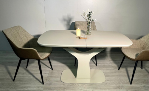 Стол обеденный модерн EVRO- Utah Т7083 бежевый сатин 140+40*80