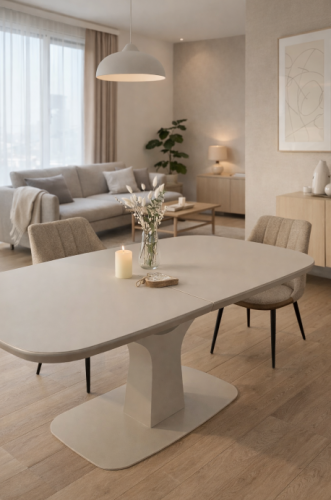 Стол обеденный модерн EVRO- Utah Т7083 бежевый сатин 140+40*80