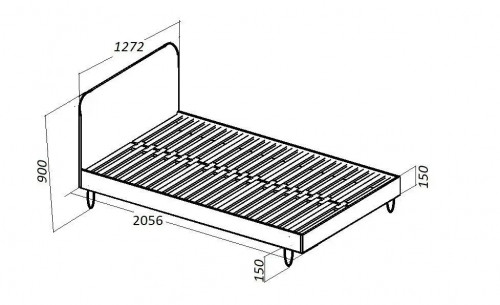 Полуторная кровать с мягкой обивкой и ортопедическими ламелями KOD- КР-12 Хюгге
