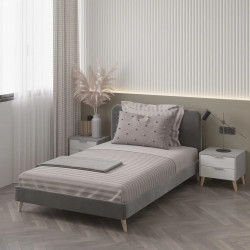 Полуторная кровать с мягкой обивкой и ортопедическими ламелями KOD- КР-12 Хюгге