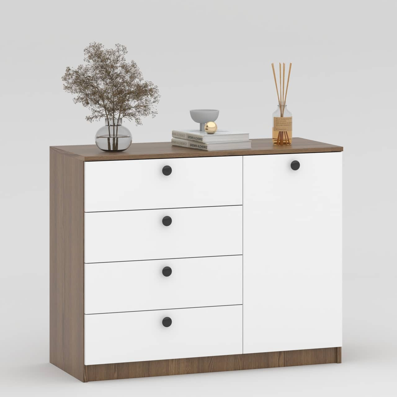 Комод Марк-1 80х100х42 см KOD- КМ-5-1ф (белый фасад)