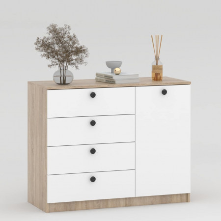 Комод Марк-1 80х100х42 см KOD- КМ-5-1ф (белый фасад)