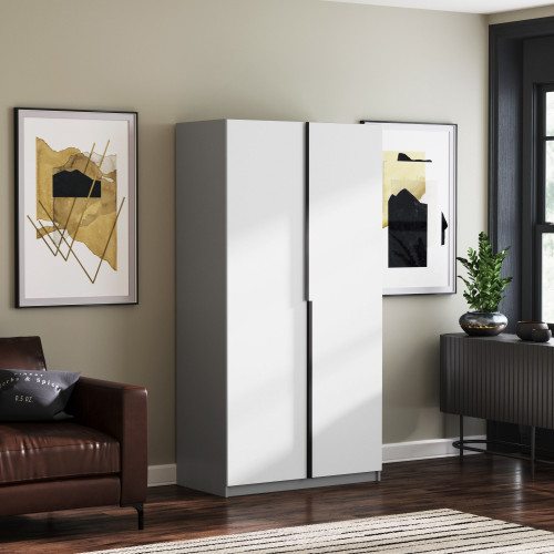 Шкаф с аллюминиевыми ручками KOD- ШК-100ящ Лонг (белый фасад)