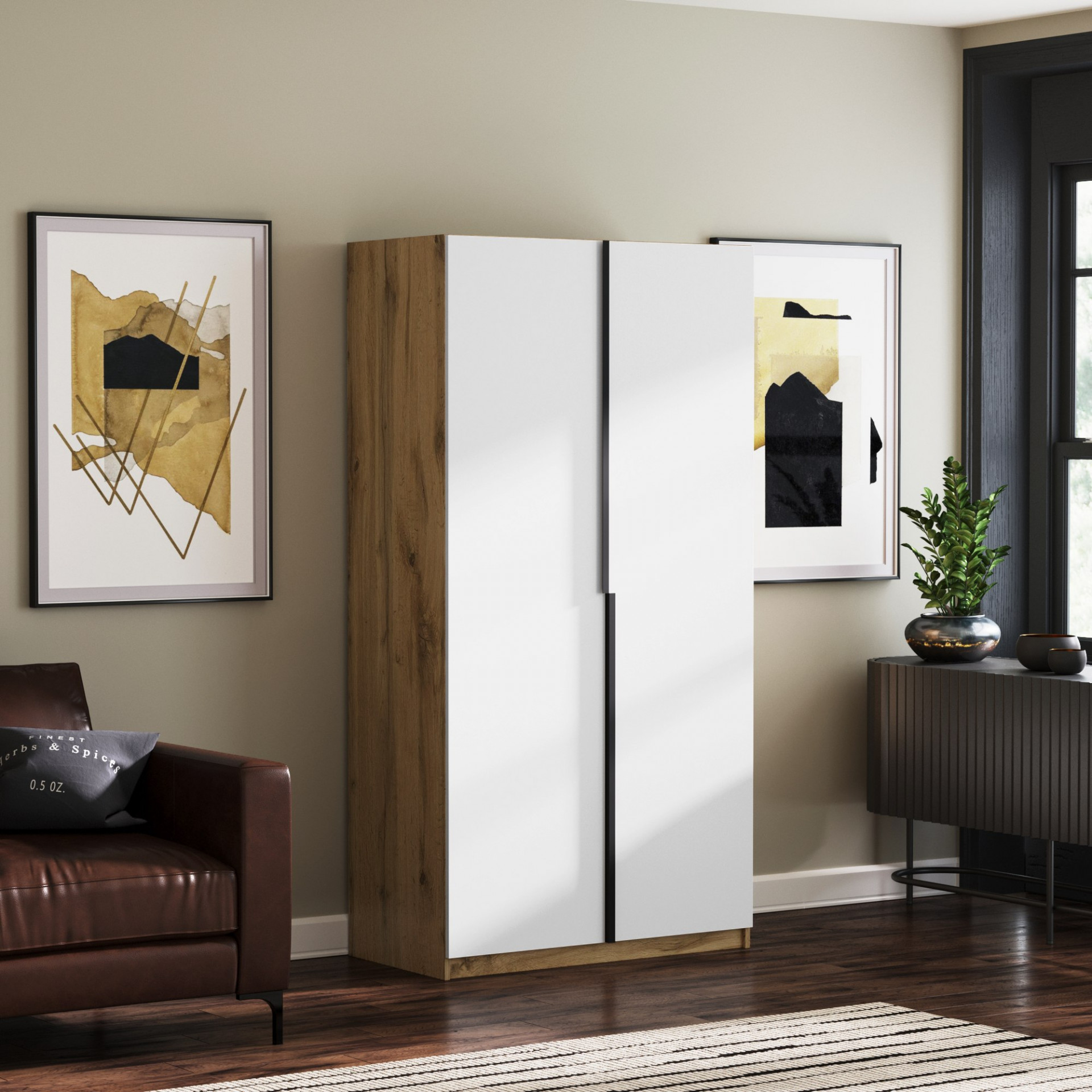 Шкаф с аллюминиевыми ручками KOD- ШК-100ящ Лонг (белый фасад)