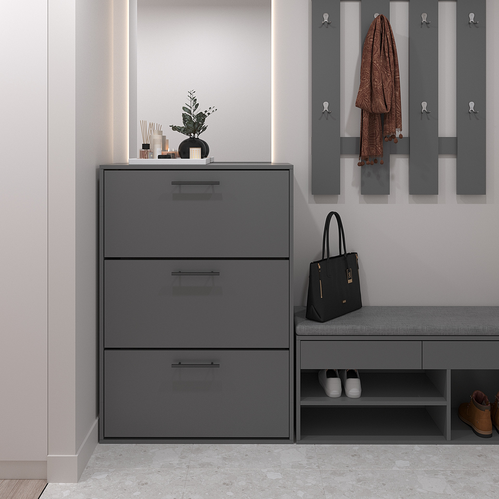 Тумба для обуви 117х80х32 см KOD- ОП-3