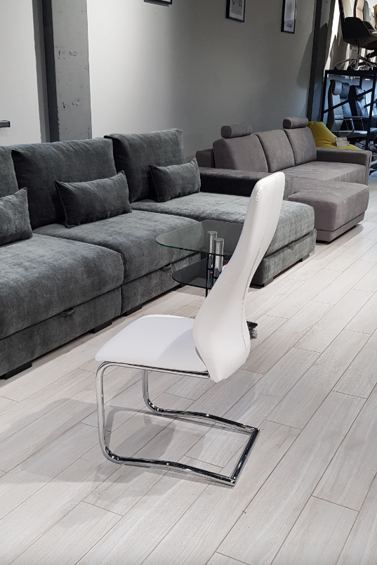 Стул обеденный DSN- DSC-692 кожзам серобежевый и белый