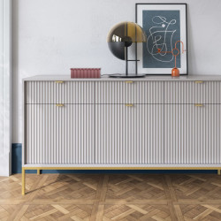 Комод Perfect Home Nova 3-дверный с 3 ящиками и золотыми ножками KSZ154 Серый