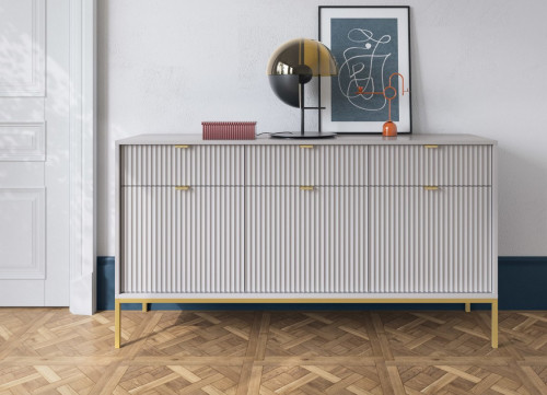 Комод Perfect Home Nova 3-дверный с 3 ящиками и золотыми ножками KSZ154 Серый
