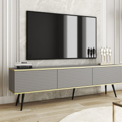 Тумба под ТВ Perfect Home Оро / Oro RTV175 MDF 3-дверная с черными ножками Серый