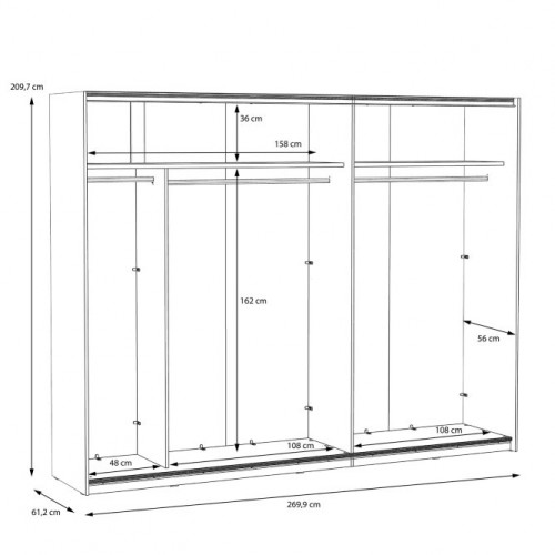 Шкаф-купе 2D Forte BELLEVUE BLQS128E1-N09