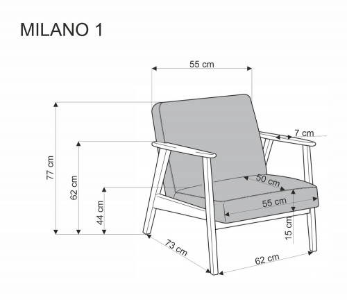 ​Кресло Halmar MILANO 1S бежевый-темный-орех