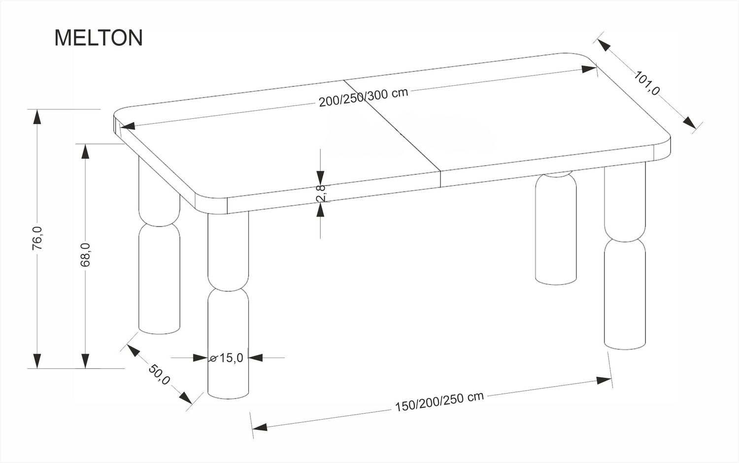 Стол обеденный разкладной HALMAR MELTON орех светлый
