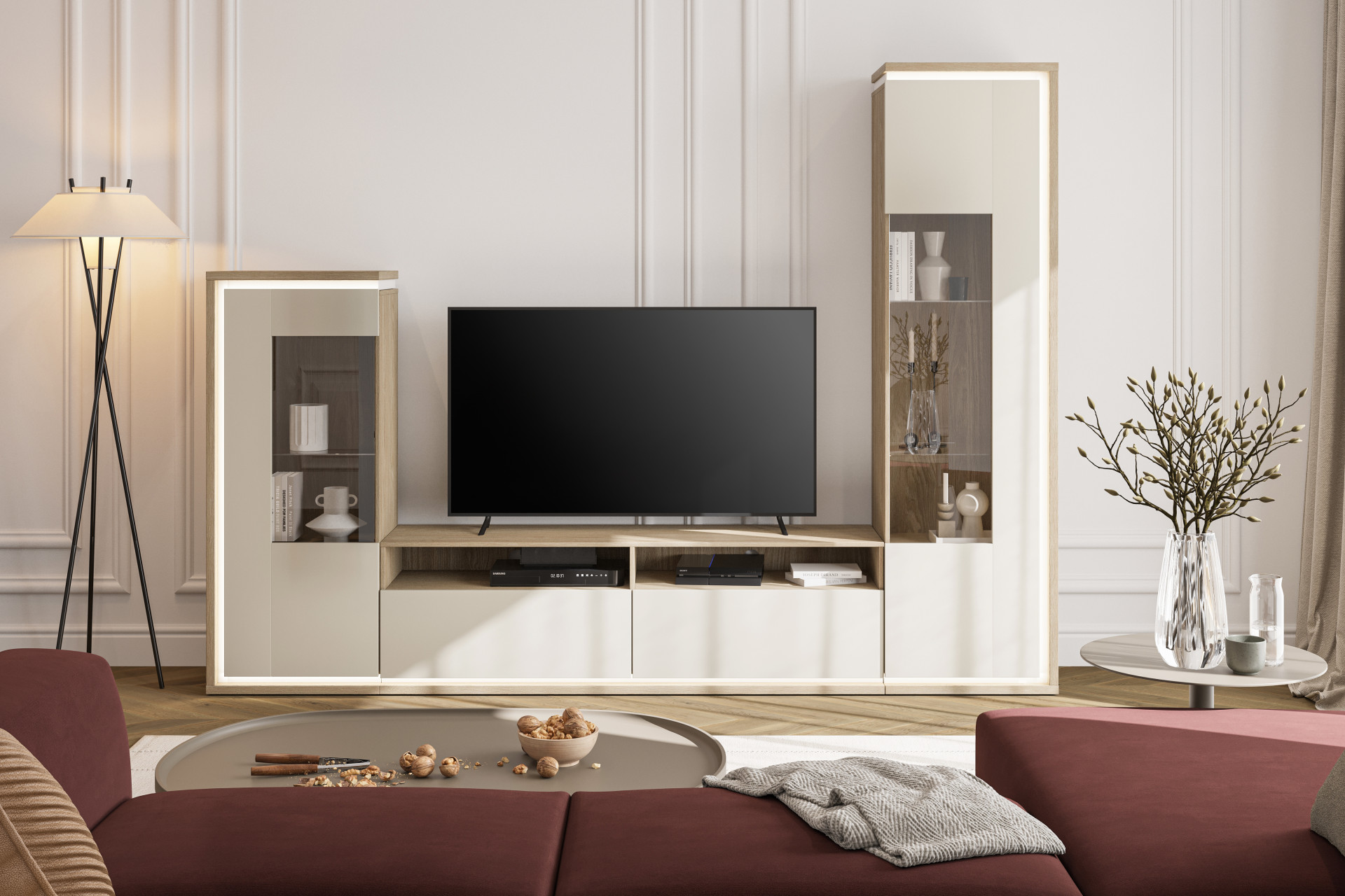 Комплект в гостиную Helvetia DORE (промасленный дуб/кашемир)