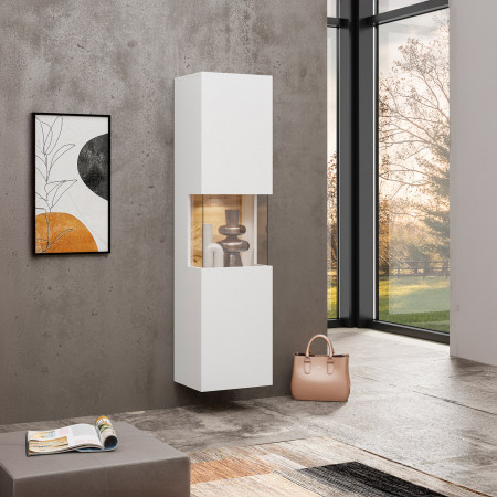 Витрина на 1 дверь в гостиную Helvetia AVA 249NLM05 (белый-дуб вотан/белый)