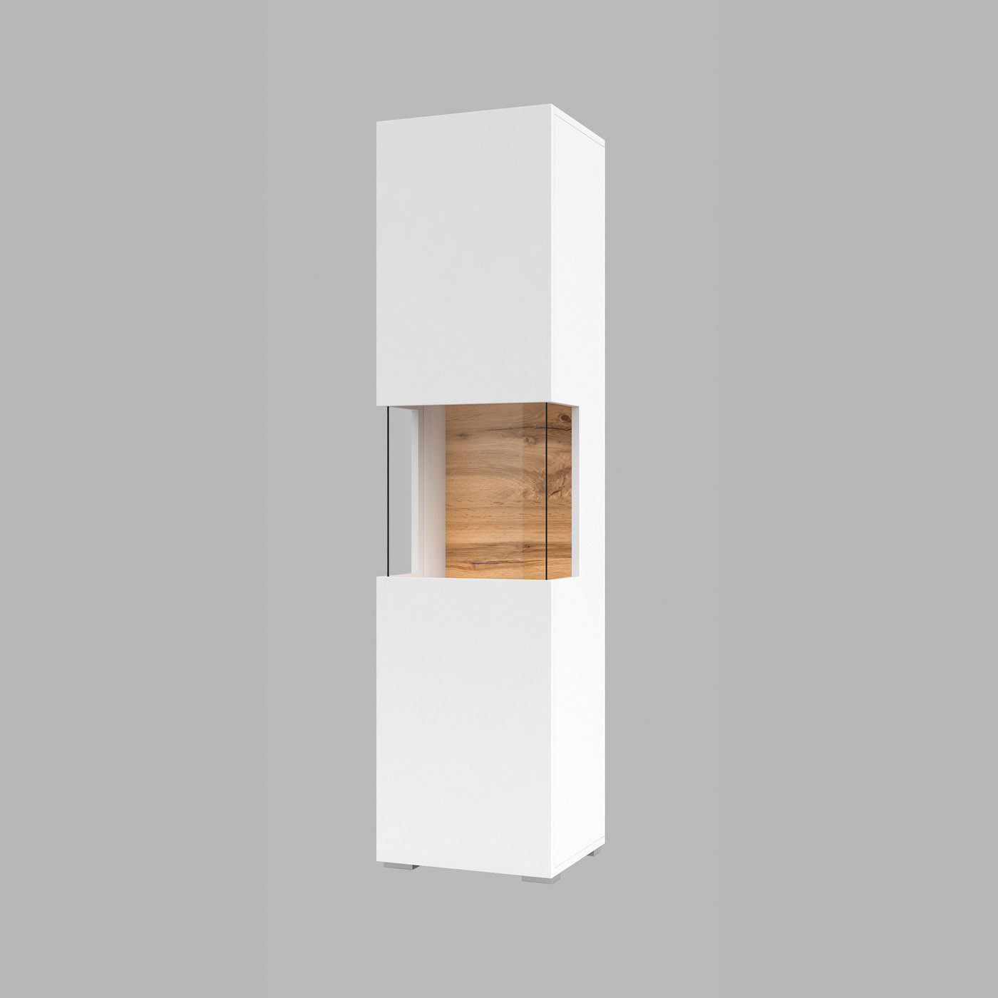 Витрина на 1 дверь в гостиную Helvetia AVA 249NLM05 (белый-дуб вотан/белый)