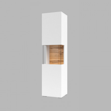 Витрина на 1 дверь в гостиную Helvetia AVA 249NLM05 (белый-дуб вотан/белый)