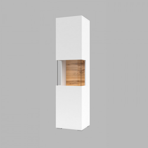 Витрина на 1 дверь в гостиную Helvetia AVA 249NLM05 (белый-дуб вотан/белый)