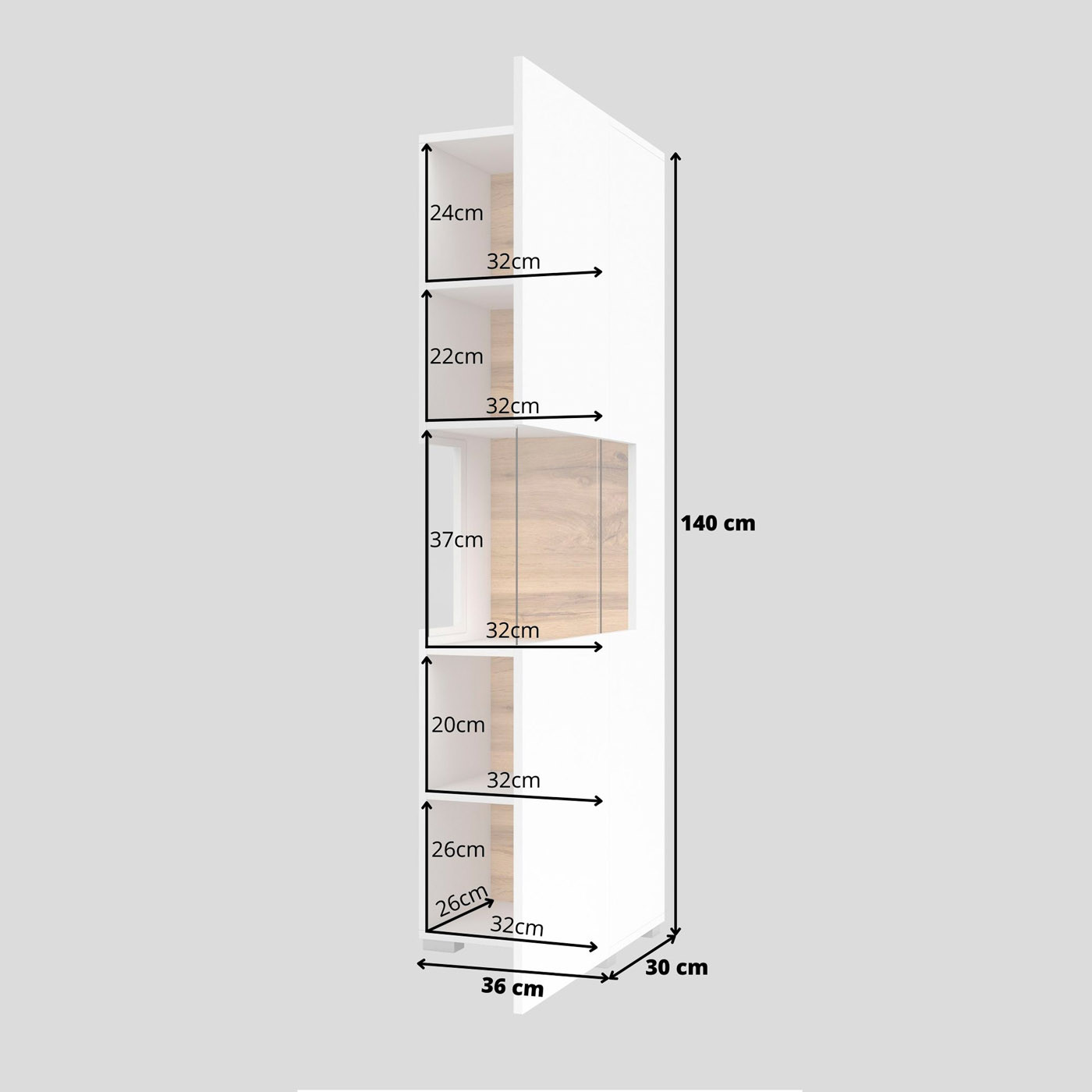 Витрина на 1 дверь в гостиную Helvetia AVA 249NLM05 (белый-дуб вотан/белый)