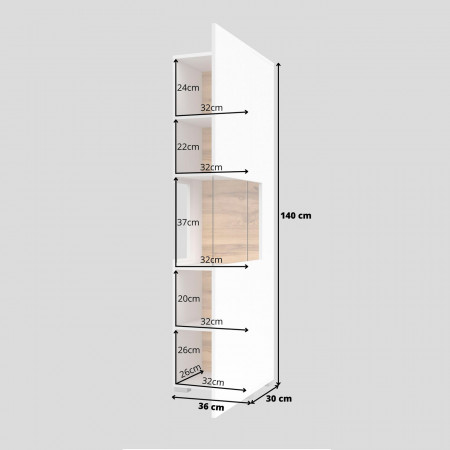 Витрина на 1 дверь в гостиную Helvetia AVA 249NLM05 (белый-дуб вотан/белый)