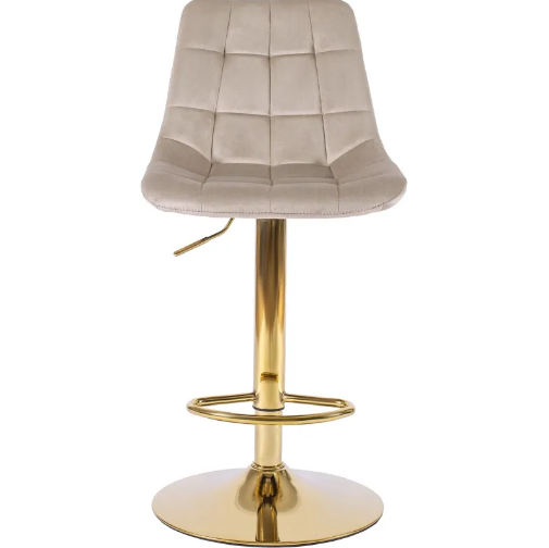 Барный стул MEBEL ELITE Arcos (велюр бежевый, золотая опора) 