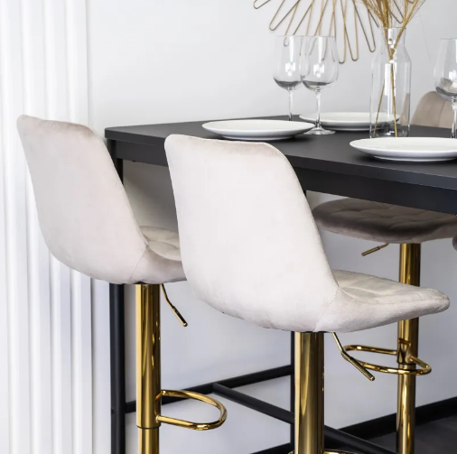 Барный стул MEBEL ELITE Arcos (велюр бежевый, золотая опора) 