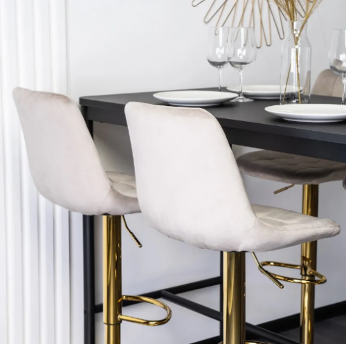 Барный стул MEBEL ELITE Arcos (велюр бежевый, золотая опора) 