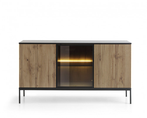 Комод на 3 двери с подсветкой Perfect home Sento K154 (черный/дуб вотан)