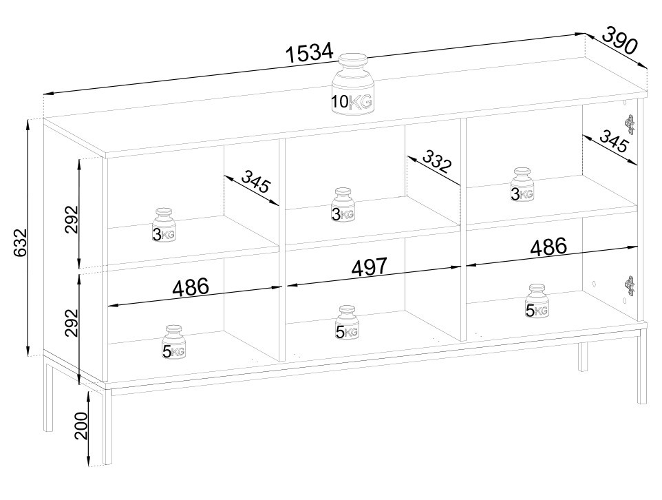 Комод на 3 двери с подсветкой Perfect home Sento K154 (черный/дуб вотан)