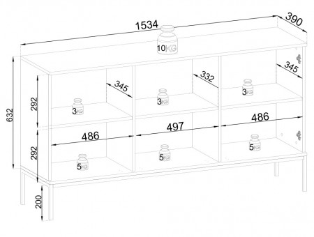 Комод на 3 двери с подсветкой Perfect home Sento K154 (черный/дуб вотан)