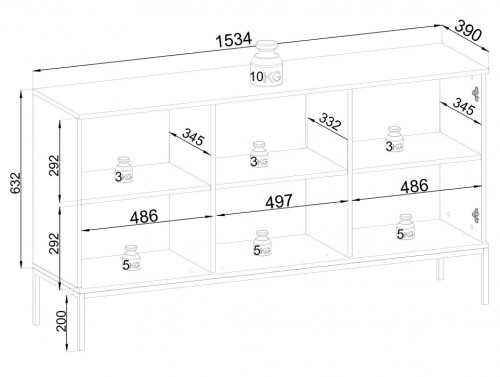 Комод на 3 двери с подсветкой Perfect home Sento K154 (черный/дуб вотан)