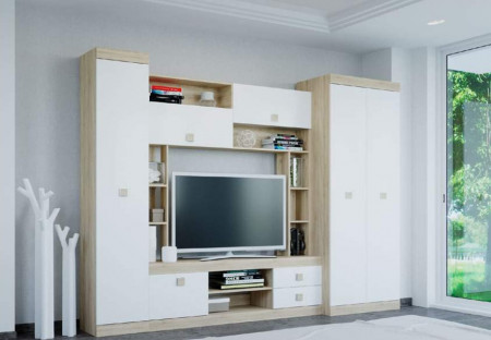 Комплект в гостиную EVR- Соната-3 дуб Сонома + фасад белый