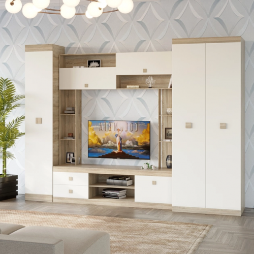Комплект в гостиную EVR- Соната-3 дуб Сонома + фасад белый