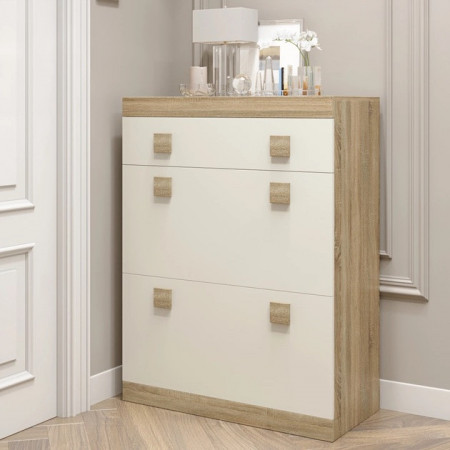 Тумба для обуви в прихожую EVR- Соната ТО-800 дуб Сонома + фасад белый