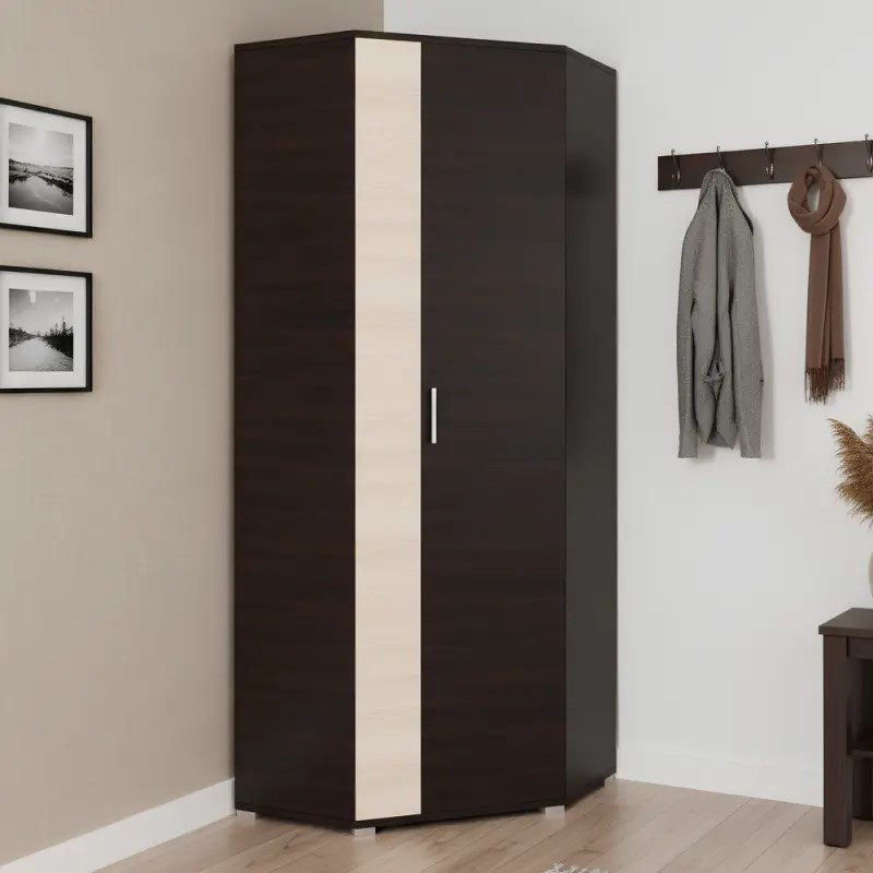 Шкаф угловой на 2 двери EVR- Бриз ШКУ-14 венге + фасад дуб молочный