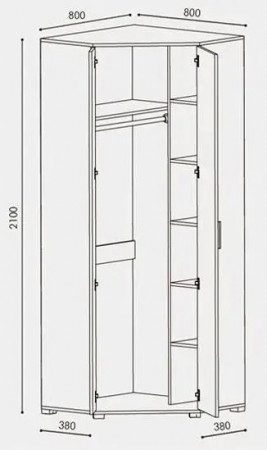 Шкаф угловой на 2 двери EVR- Бриз ШКУ-14 венге + фасад дуб молочный