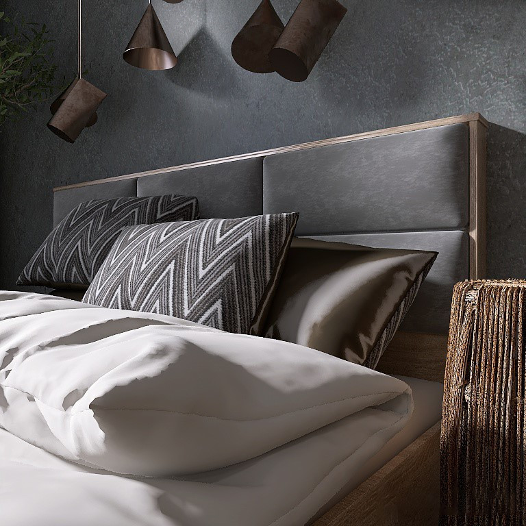 Кровать с мягким изголовьем EVR- Лайт (каркас) дуб Сонома