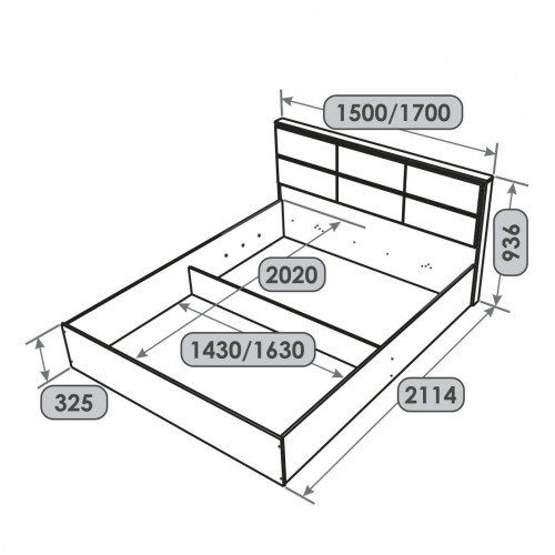 Кровать с мягким изголовьем EVR- Лайт (каркас) дуб Сонома