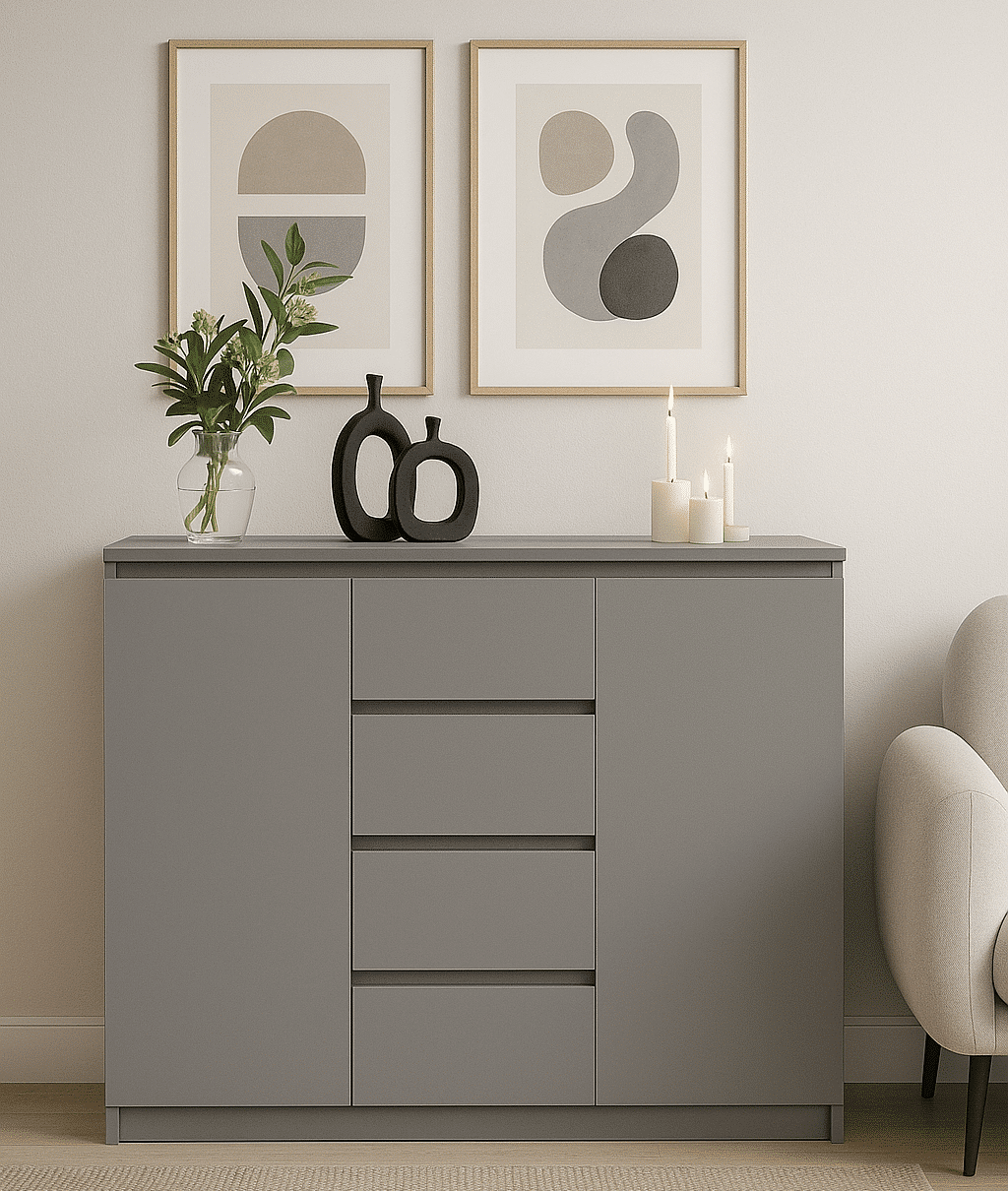 Комод 98х120х43 см KOD- КМ-4-2ф Стиль