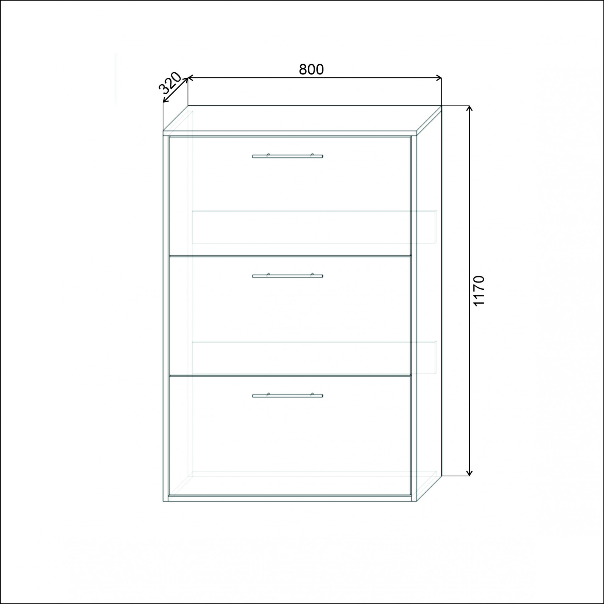 Тумба для обуви 117х80х32 см KOD- ОП-3 (белый фасад)